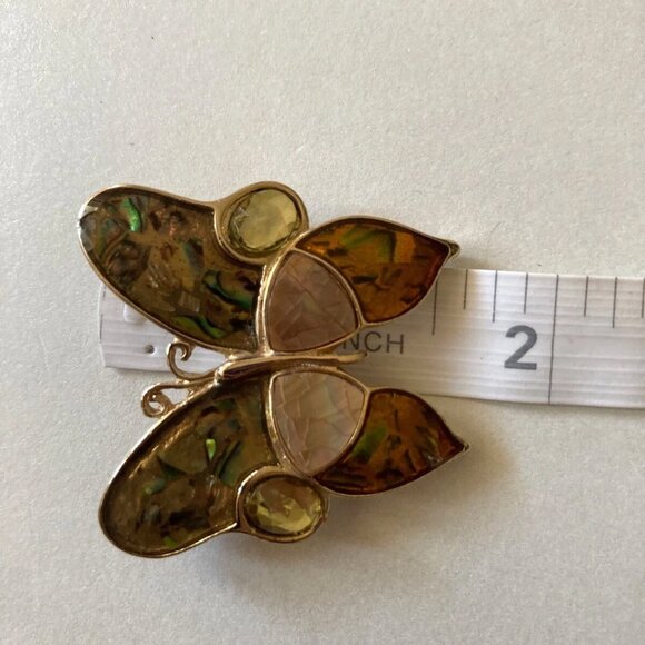 Goldtone Metal shell Butterfly Brooches Enamel Rhinestones Fashion pin 2 for $10 - Picture 5 of 5